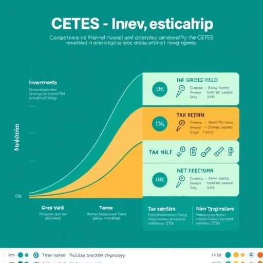 Infografía del proceso de inversión en CETES y cálculo de rendimientos netos después de ISR